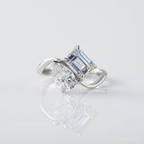 Toi Et Moi Pear & Emerald Cut Moissanite Engagement Ring