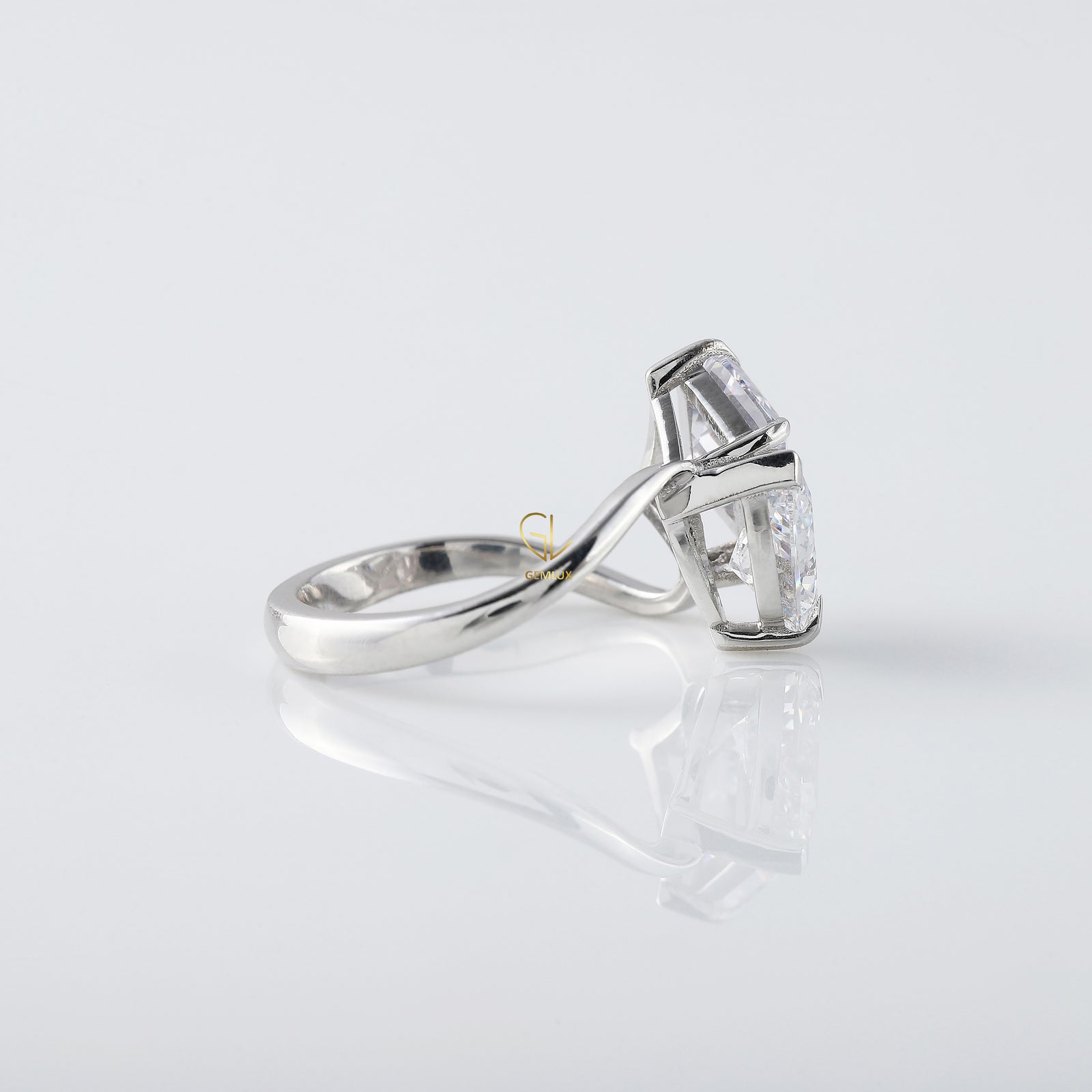 Toi Et Moi Pear & Emerald Cut Moissanite Engagement Ring