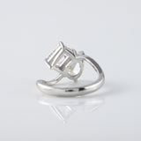 Toi Et Moi Pear & Emerald Cut Moissanite Engagement Ring