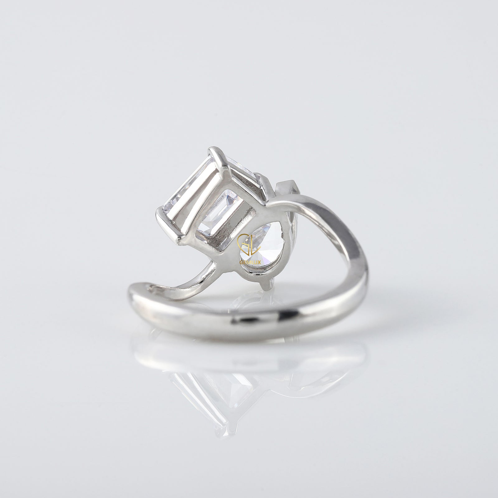 Toi Et Moi Pear & Emerald Cut Moissanite Engagement Ring