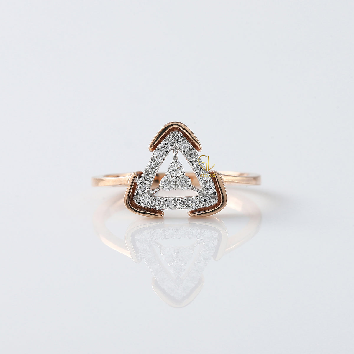 Triangle Shape Round Cut Moissanite Diamond Engagement Ring