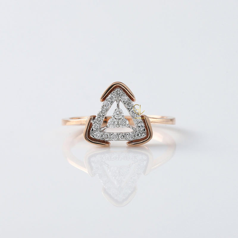 Triangle Shape Round Cut Moissanite Diamond Engagement Ring