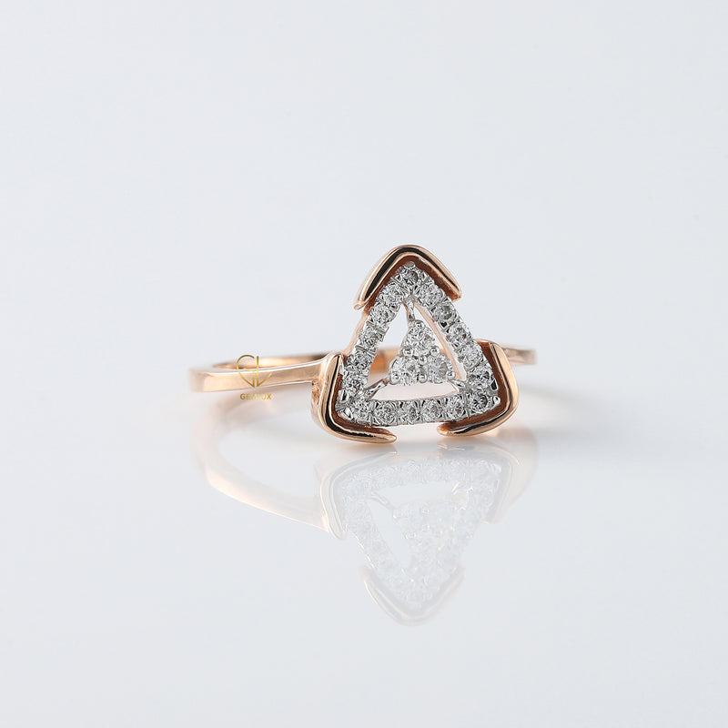 Triangle Shape Round Cut Moissanite Diamond Engagement Ring