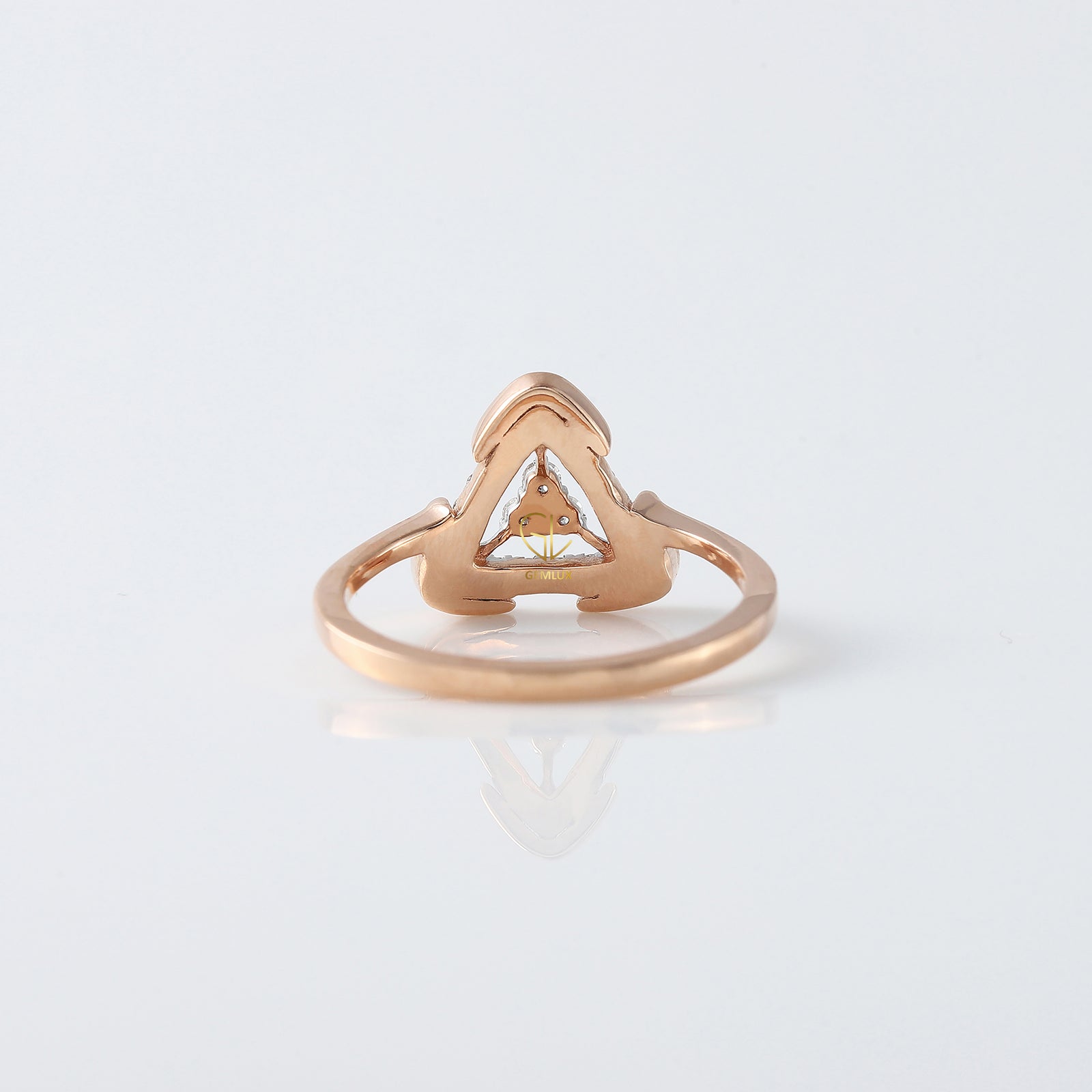 Triangle Shape Round Cut Moissanite Diamond Engagement Ring
