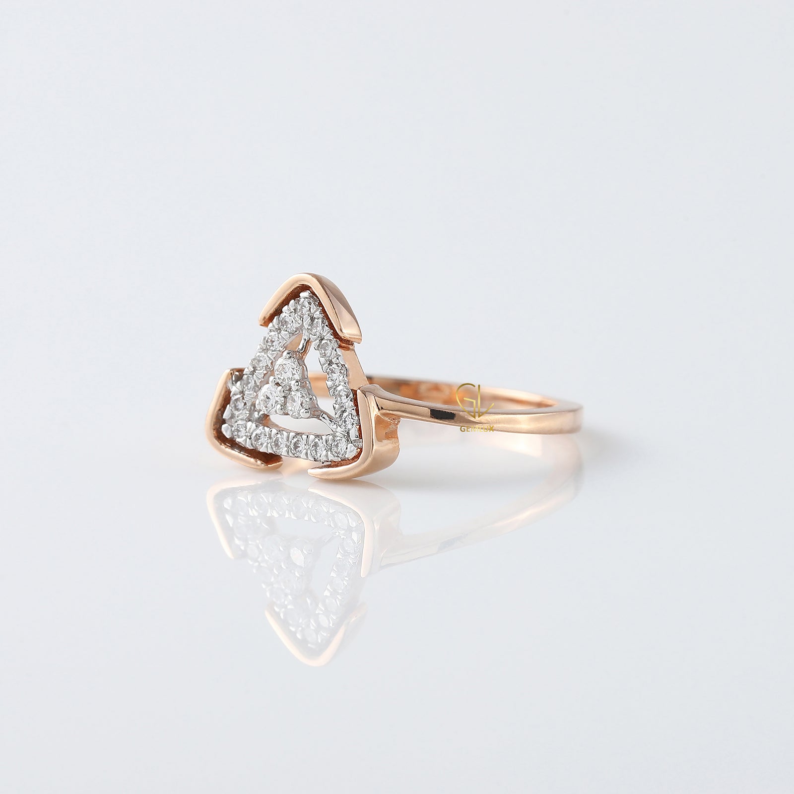 Triangle Shape Round Cut Moissanite Diamond Engagement Ring