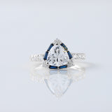 Trillion Cut Moissanite Diamond Halo Engagement Ring