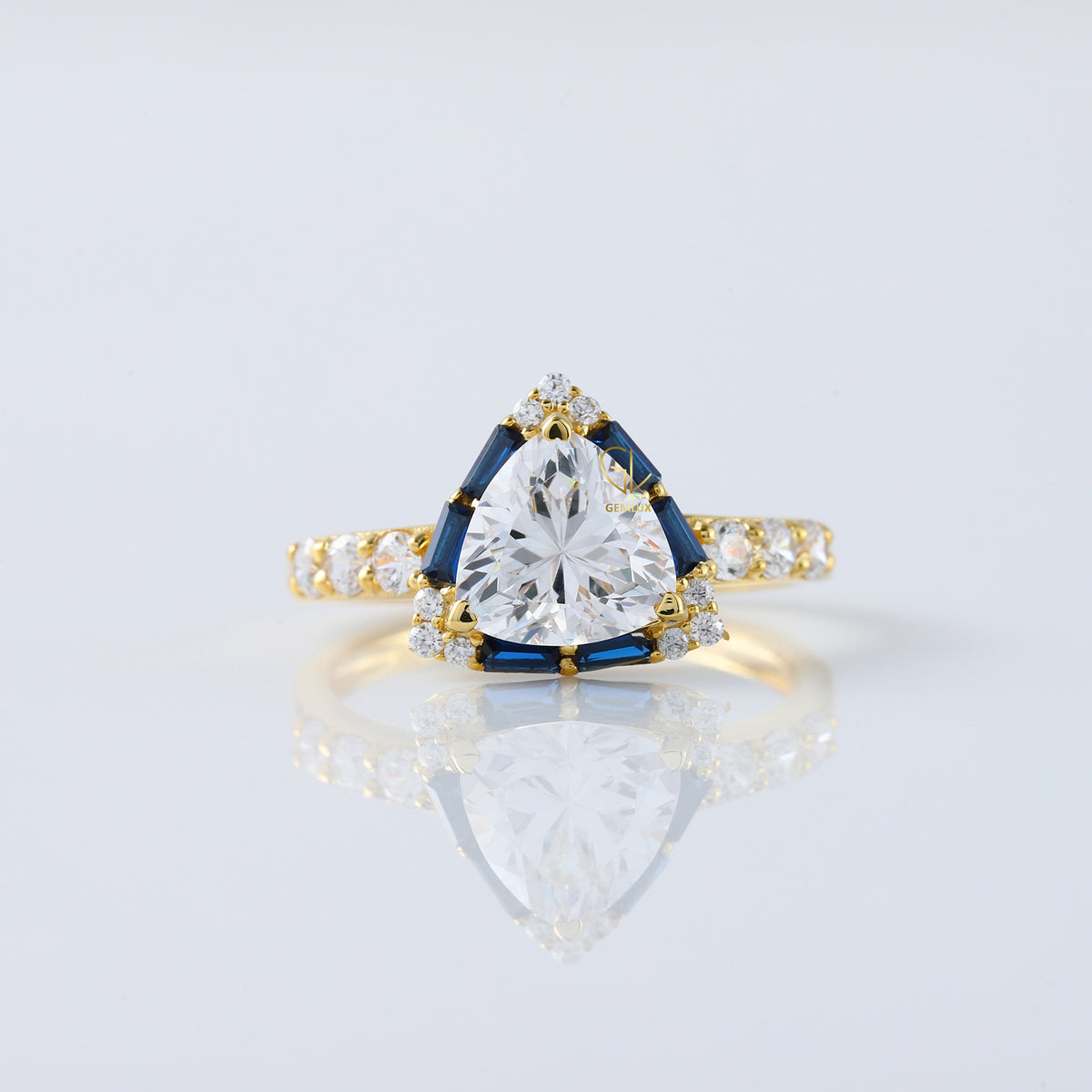 Trillion Cut Lab Grown Diamond Halo Ring