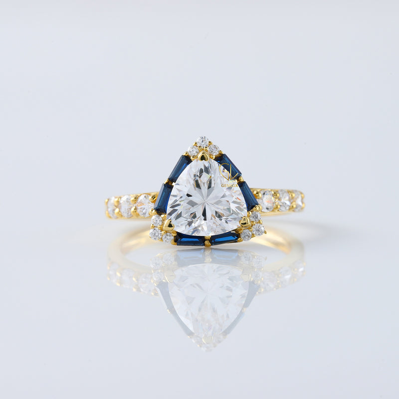 Trillion Cut Lab Grown Diamond Halo Ring