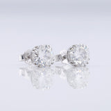 Triple Claw Prong Set Round Cut Lab Grown Stud Earrings