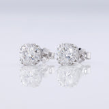 Triple Claw Prong Set Round Cut Lab Grown Stud Earrings