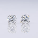 Triple Claw Prong Set Round Moissanite Stud Earrings