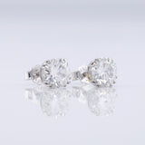 Triple Claw Prong Set Round Moissanite Stud Earrings