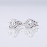 Triple Claw Prong Set Round Moissanite Stud Earrings