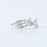 Twig Ring Set, Round Cut Lab Grown Twig Ring With Matching Twig Band