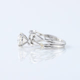 Twig Ring Set, Round Cut Lab Grown Twig Ring With Matching Twig Band