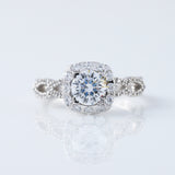 Twisted 1 Ct Round Cut Lab Grown Halo Infinity Shank Engagement Ring