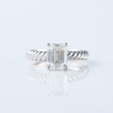 Twisted Emerald Cut Lab Grown Wire Rope Solitaire Ring