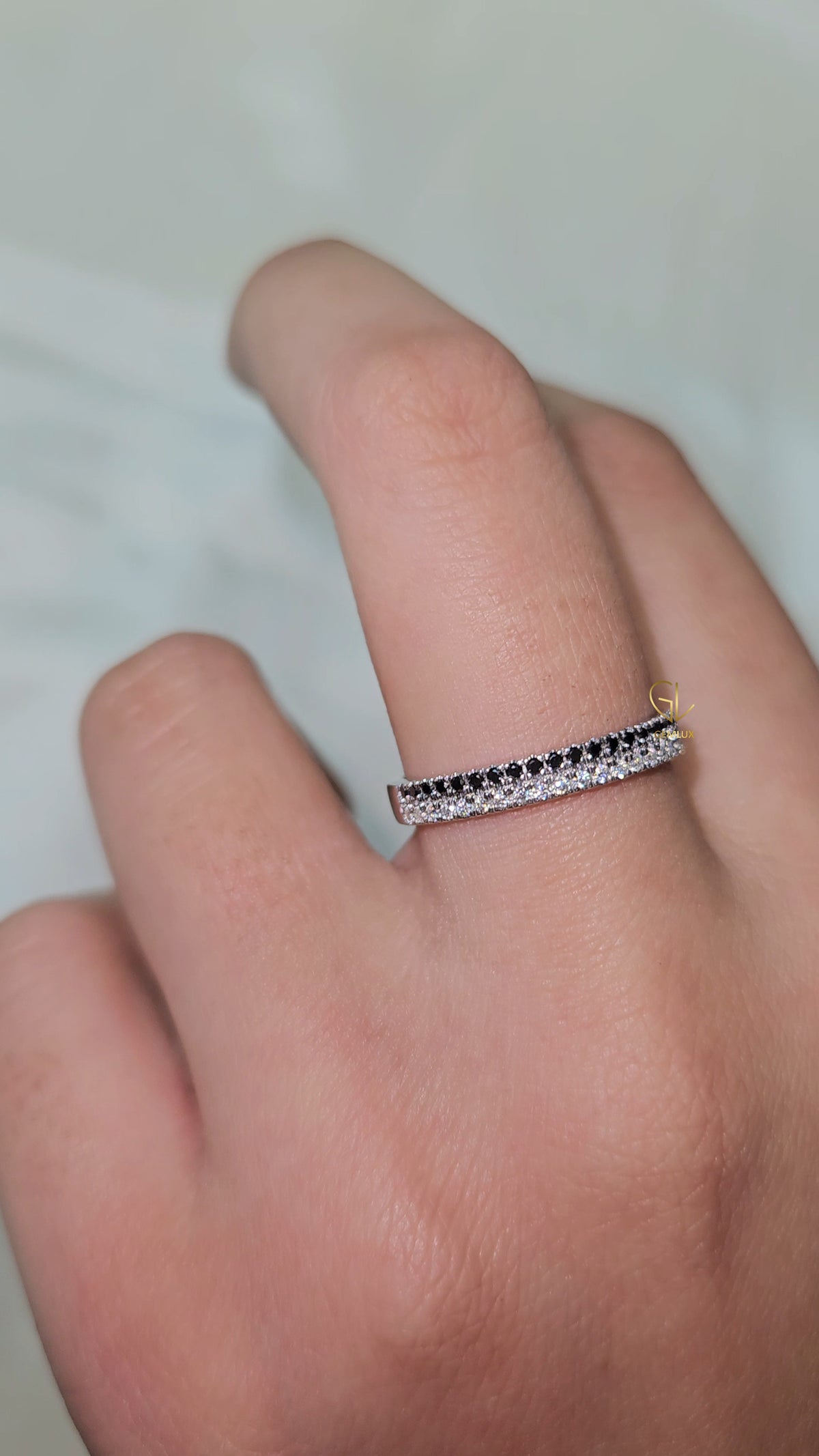 Two Row Round Cut Natural Diamond Eternity Band