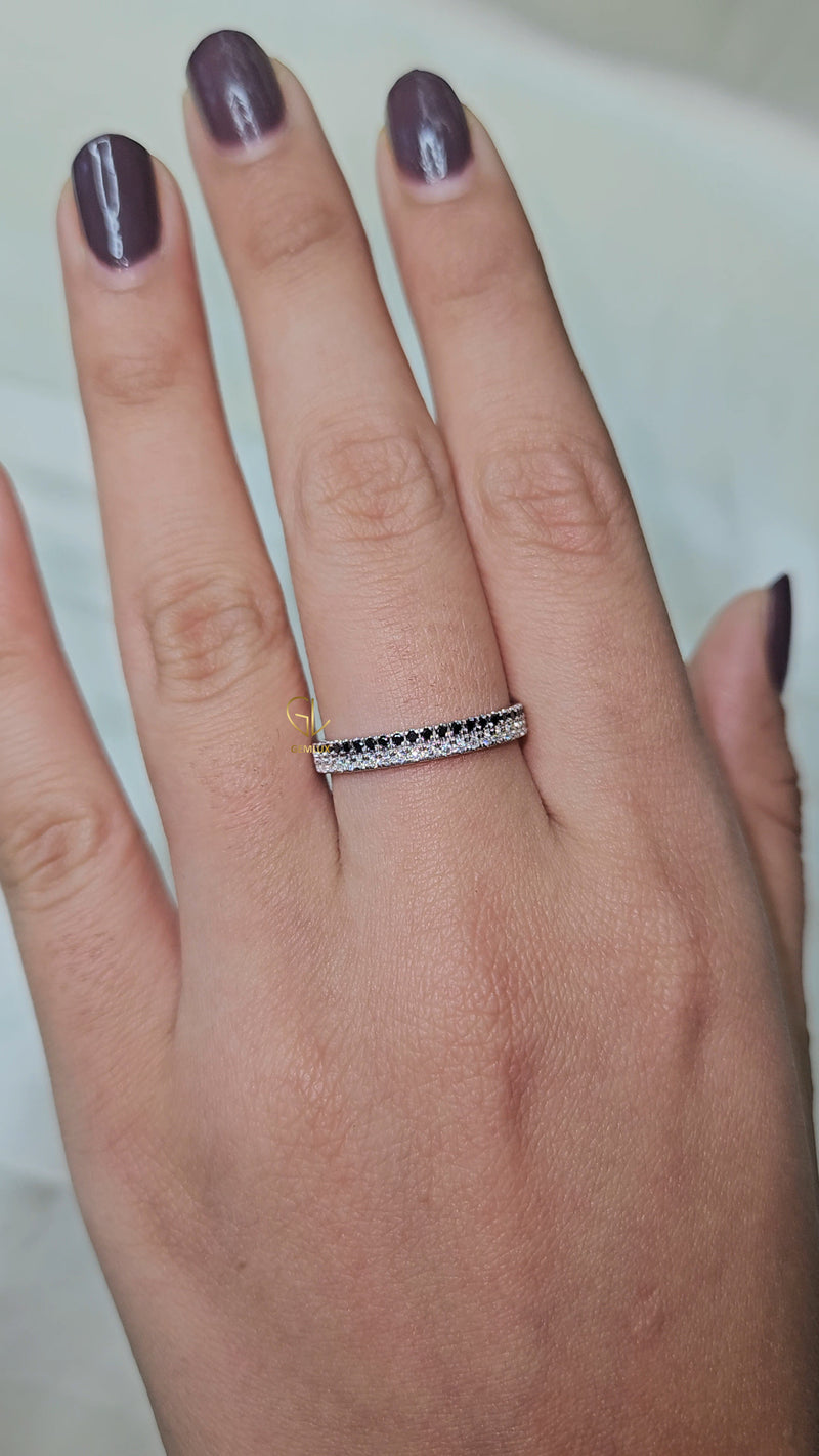 Two Row Round Cut Natural Diamond Eternity Band