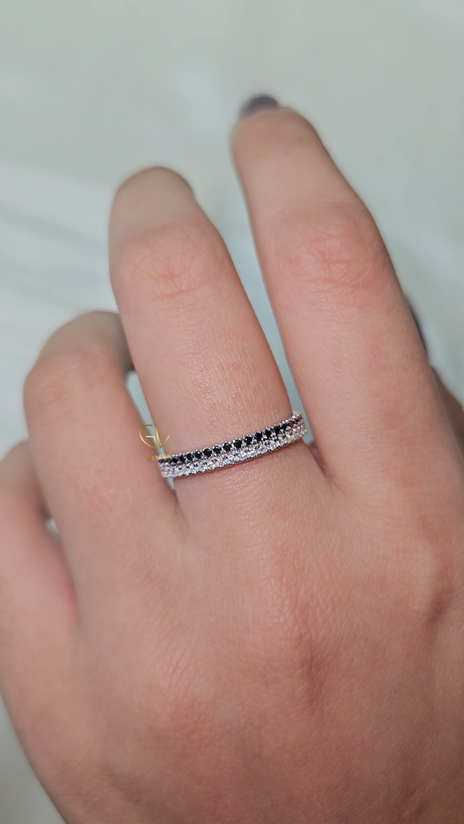 Two Row Round Cut Natural Diamond Eternity Band