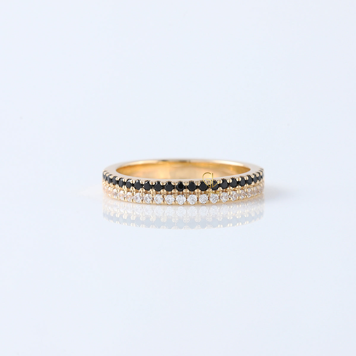 Two Row Round Cut Natural Diamond Eternity Band