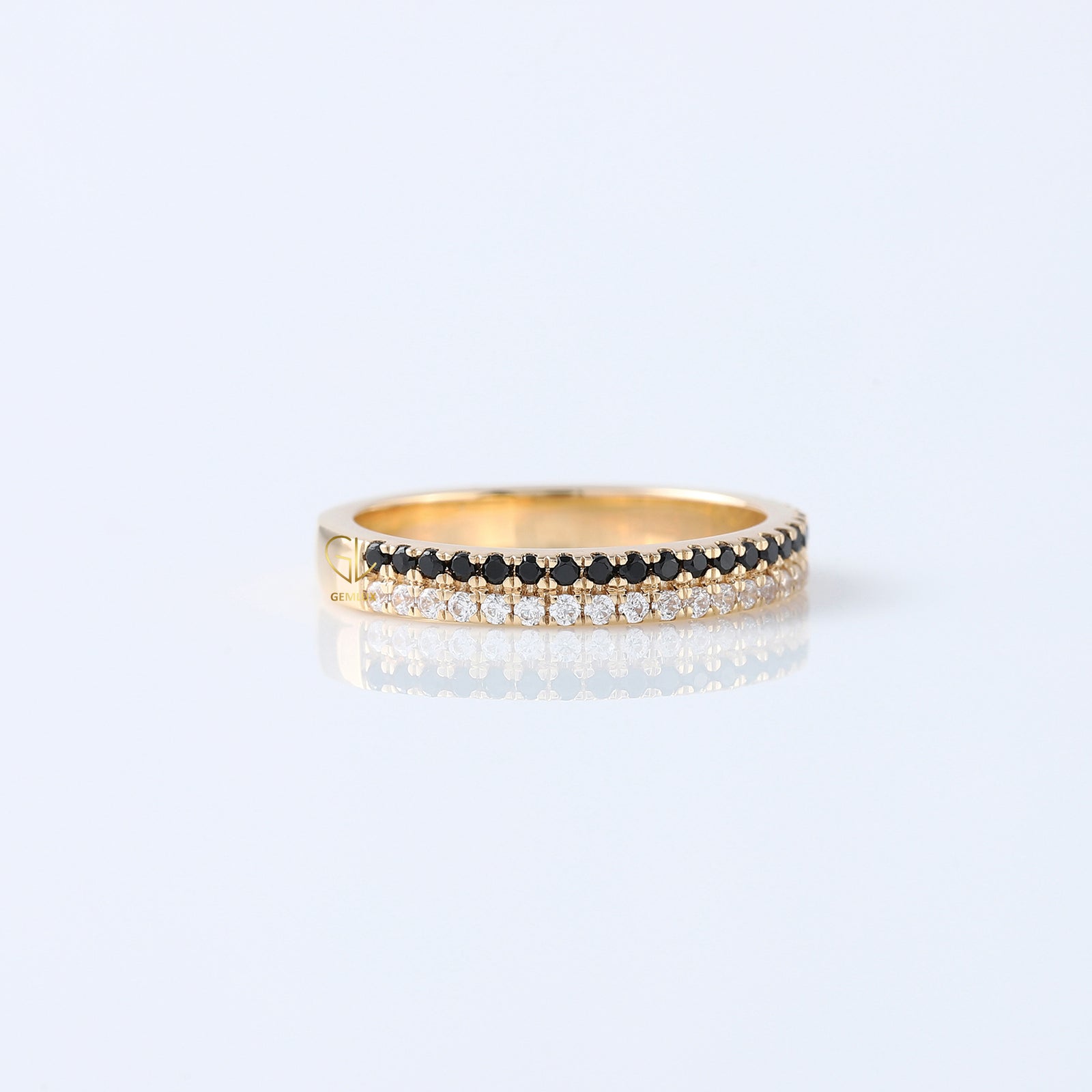 Two Row Round Cut Natural Diamond Eternity Band