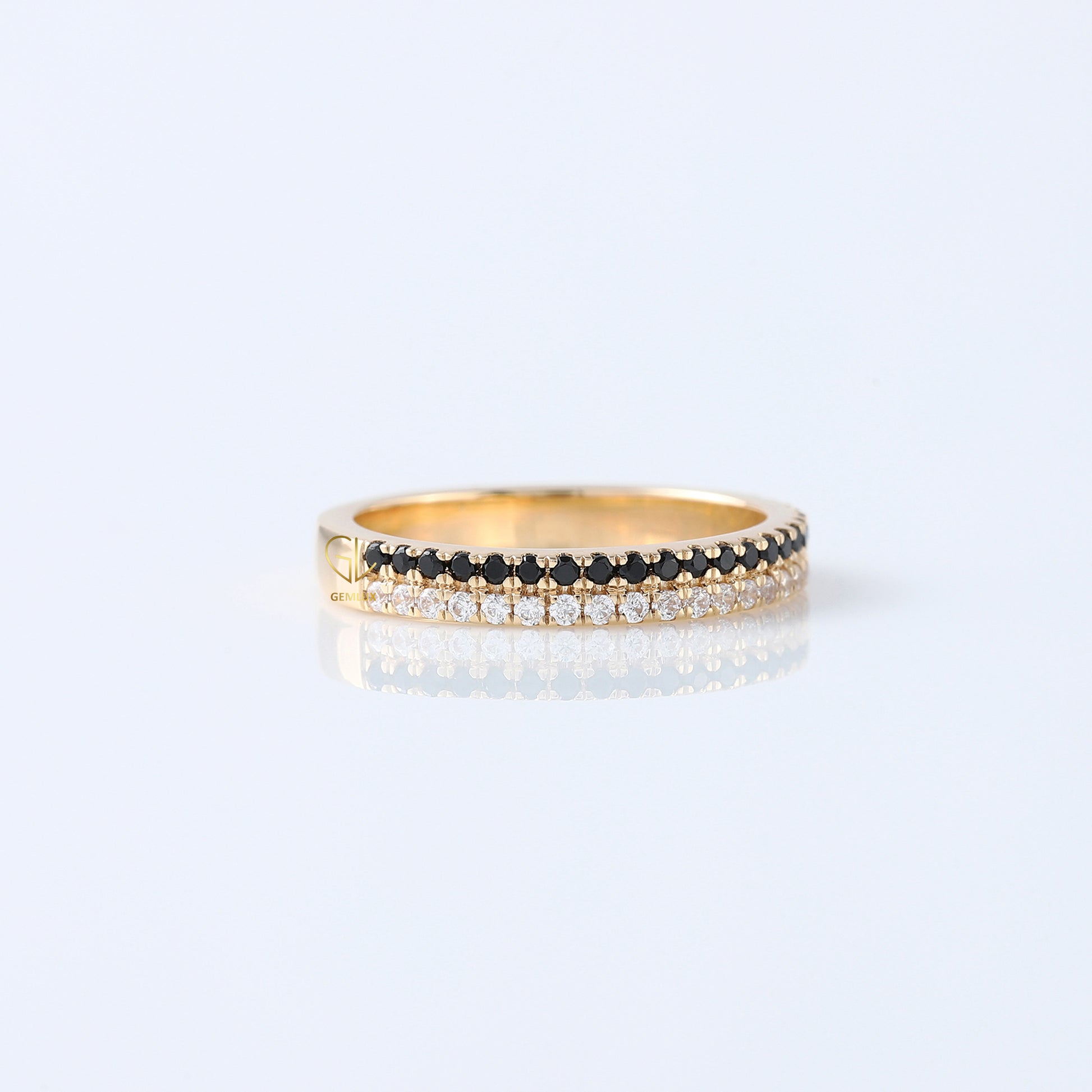 Two Row Round Cut Natural Diamond Eternity Band