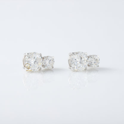 Two Stone Moissanite Screw Back Earrings
