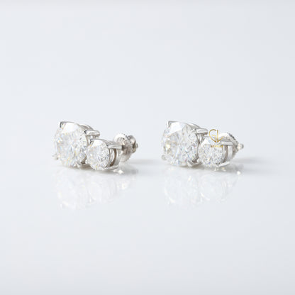 Two Stone Moissanite Screw Back Earrings