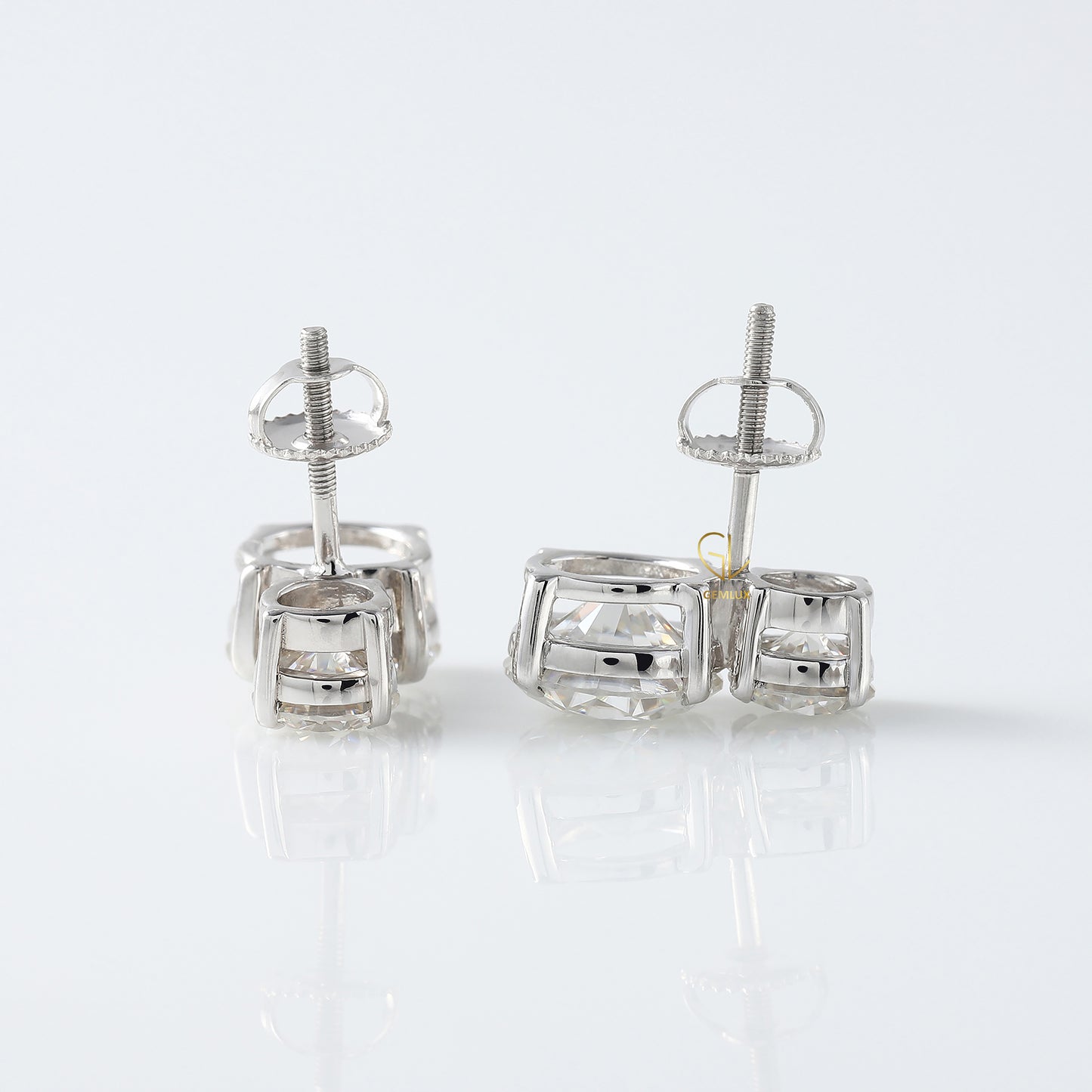 Two Stone Moissanite Screw Back Earrings