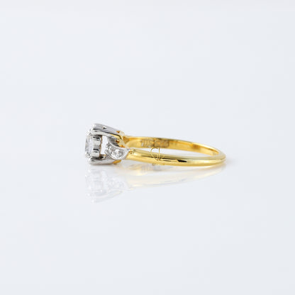 Two Tone Vintage  Round Cut Moissanite Diamond Engagement Ring