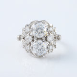 Two Stone Moissanite Art Deco Antique Ring