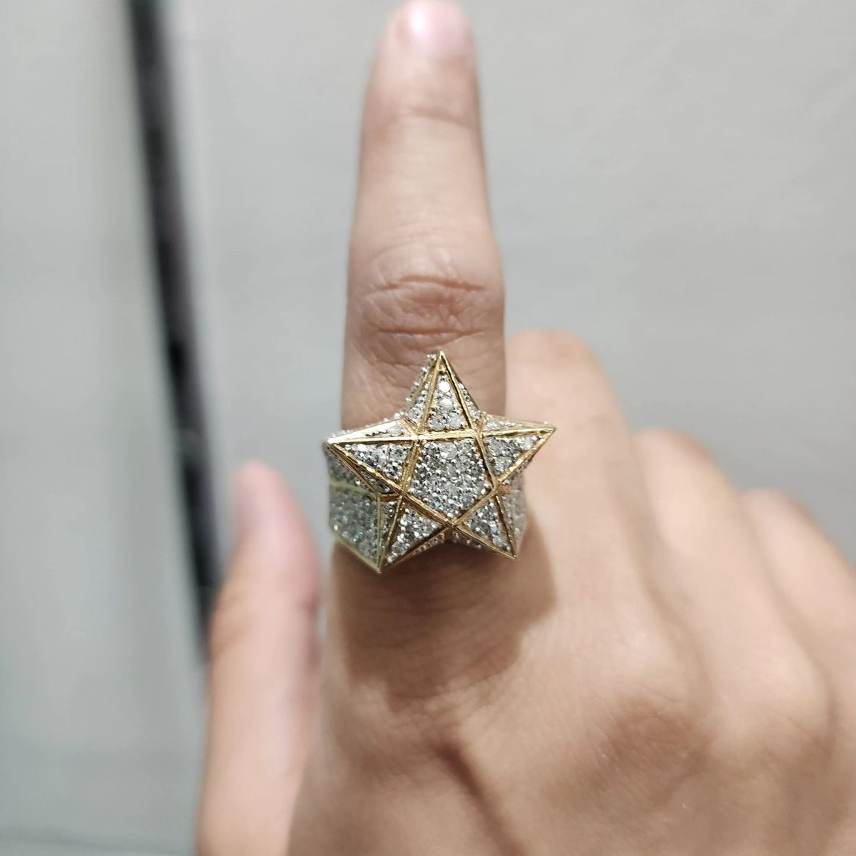 VVS Moissanite Iced Out 3D Star Ring