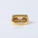 Vintage 1 Ct Marquise Cut Lab Grown Three Stone Gold Ring