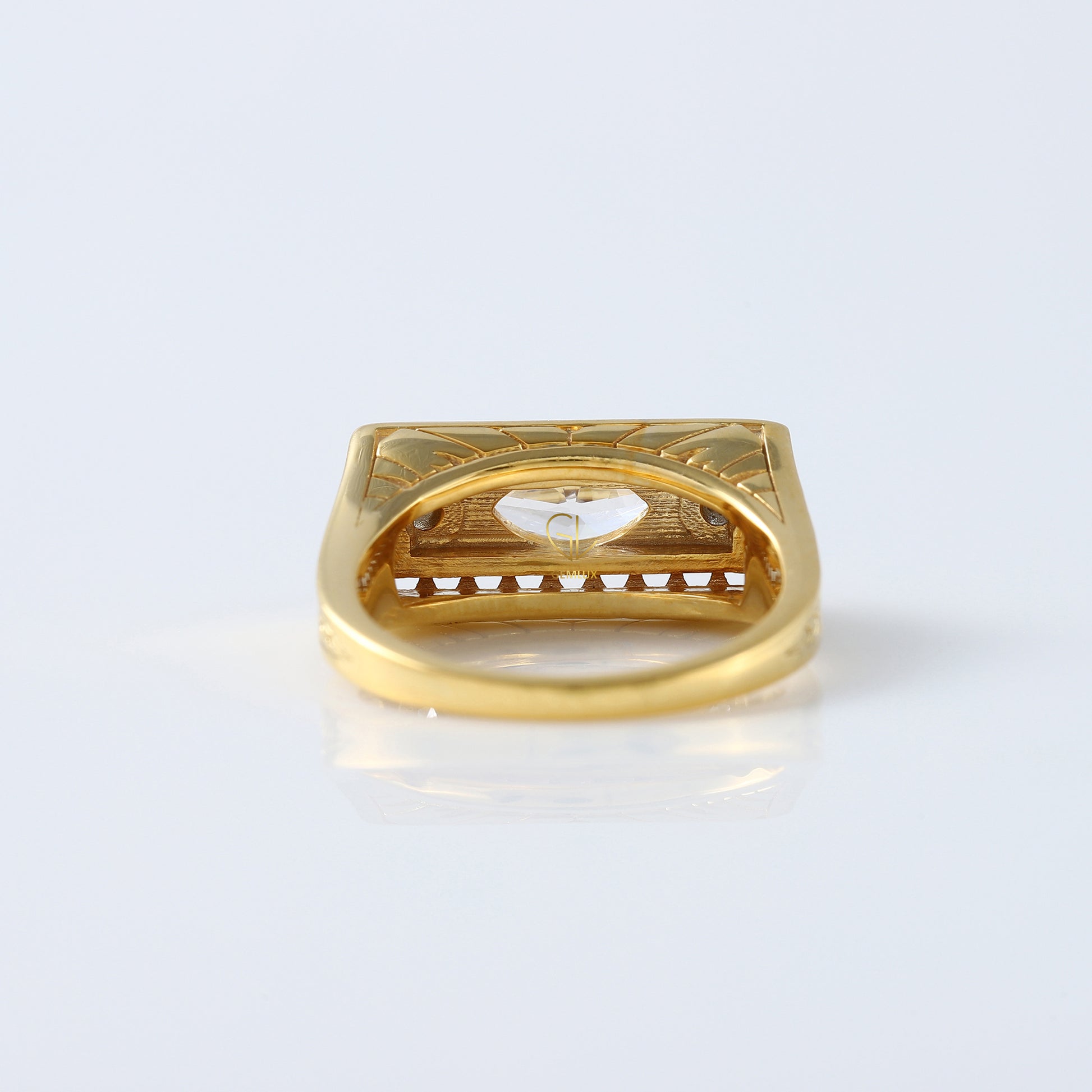 Vintage 1 Ct Marquise Cut Lab Grown Three Stone Gold Ring