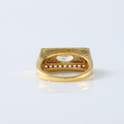 Vintage 1 Ct Marquise Cut Lab Grown Three Stone Gold Ring