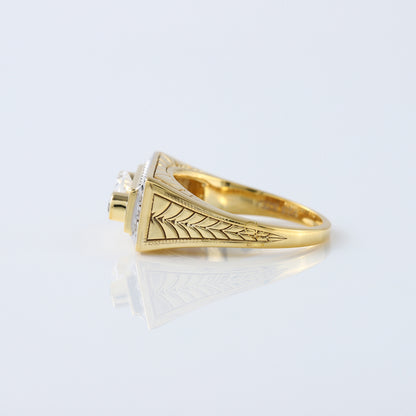 Vintage 1 Ct Marquise Cut Lab Grown Three Stone Gold Ring