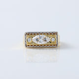 Vintage 1 Ct Marquise Cut Lab Grown Three Stone Gold Ring