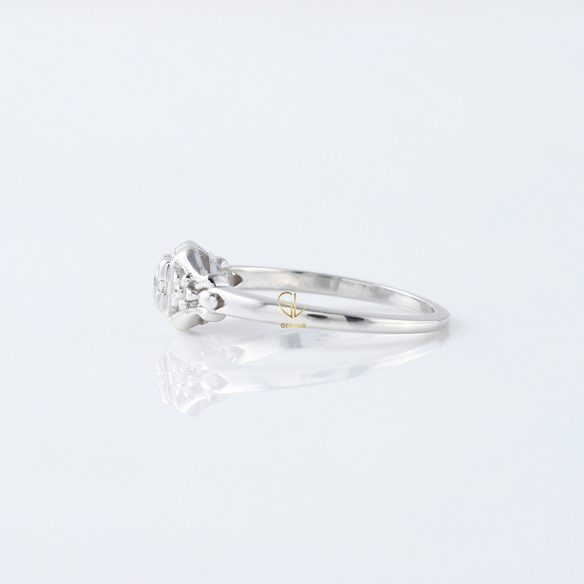 Vintage Art Deco Lab Grown Diamond Solitaire Engagement Ring