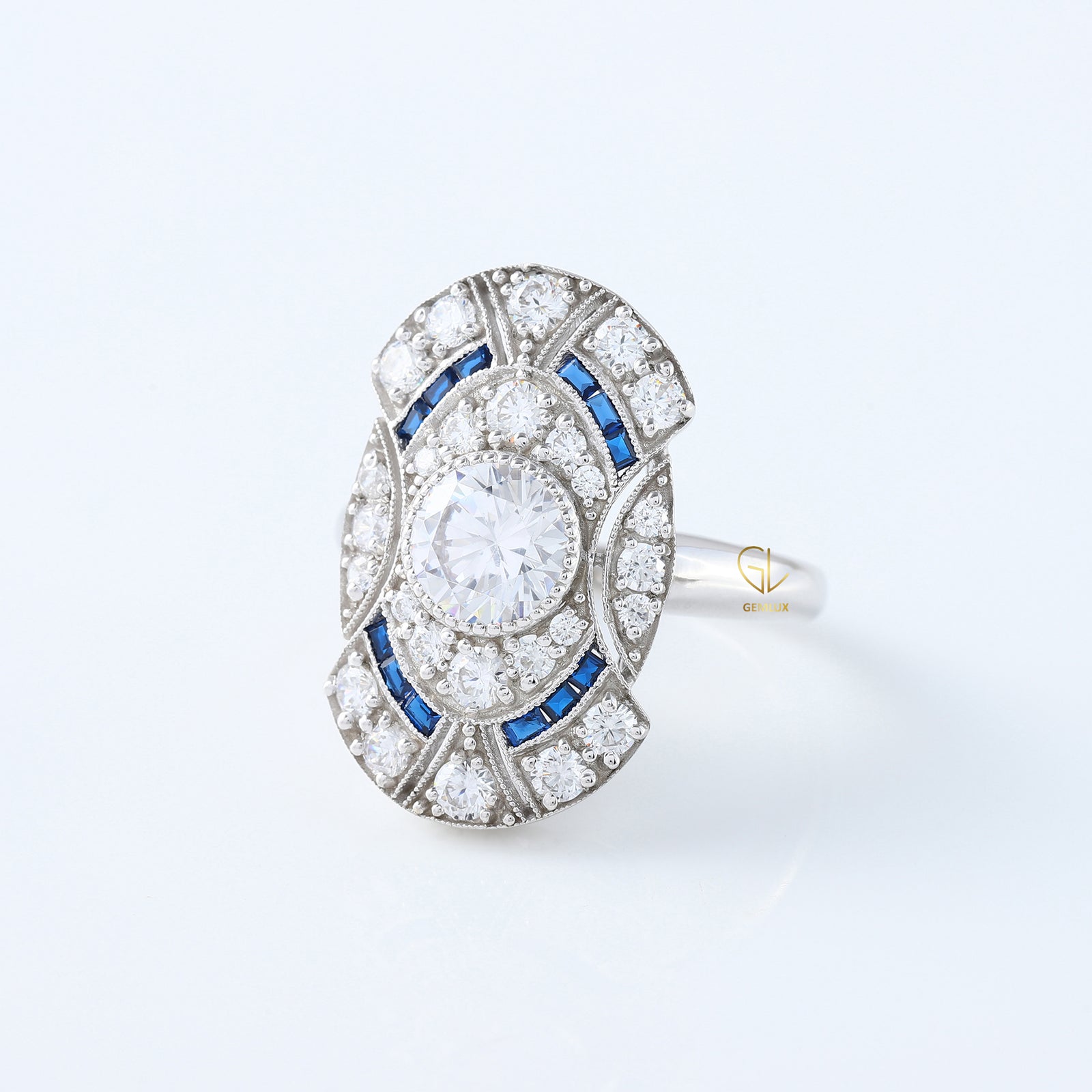 Vintage Art Deco Round Cut Lab Grown Cocktail Ring