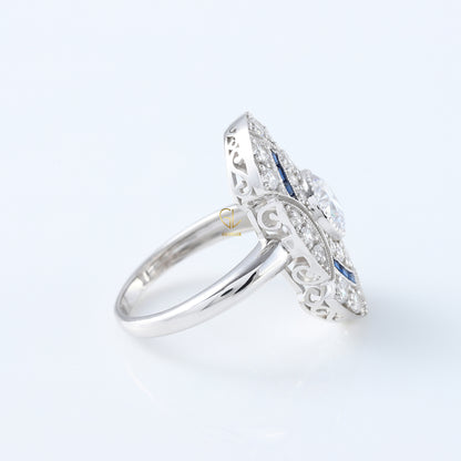 Vintage Art Deco Round Cut Lab Grown Cocktail Ring