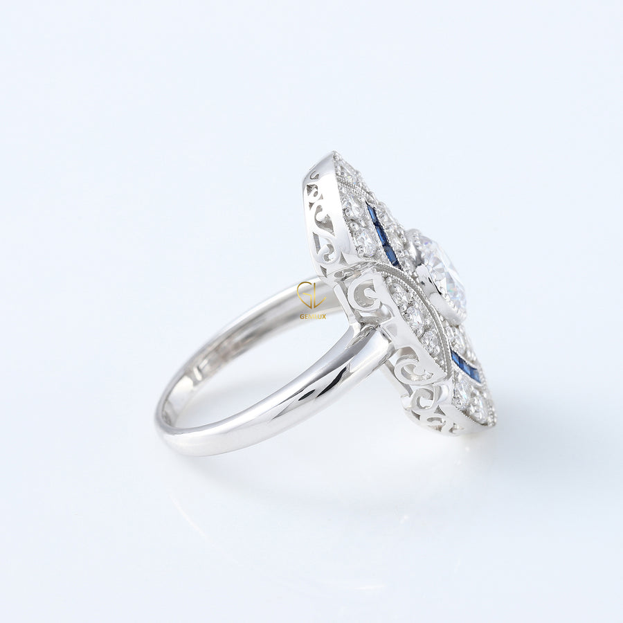 Vintage Art Deco Round Cut Lab Grown Cocktail Ring