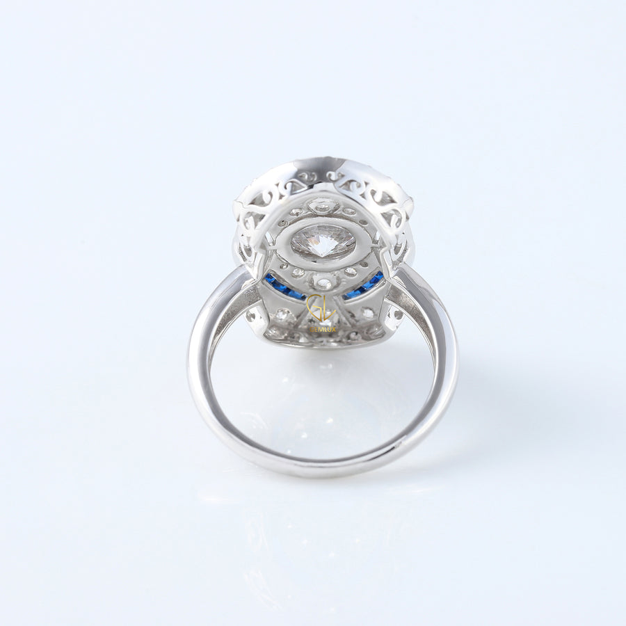 Vintage Art Deco Round Cut Lab Grown Cocktail Ring