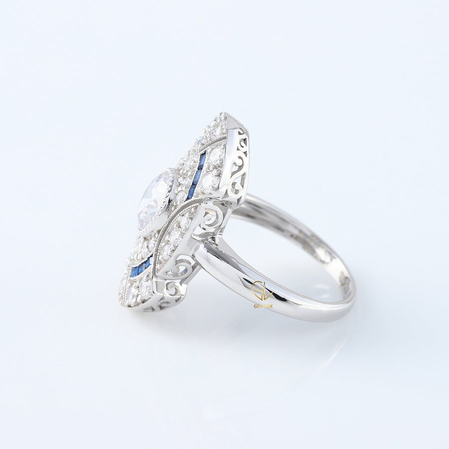 Vintage Art Deco Round Cut Lab Grown Cocktail Ring