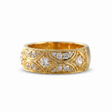 Vintage Inspired Milgrain Lab Grown Wide Wedding Band