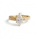 Vintage engraved solitaire engagement ring | By Gemlux Jewels