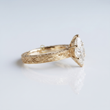 Vintage engraved solitaire engagement ring | By Gemlux Jewels