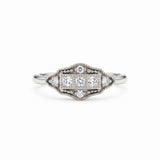 Vintage Art Deco square cluster lab-grown diamond ring with pavé shoulders