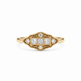 Vintage Art Deco square cluster lab-grown diamond ring with pavé shoulders