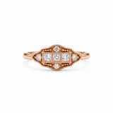 Vintage Art Deco square cluster lab-grown diamond ring with pavé shoulders